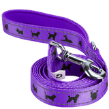 EcoBark Purple Dog Leash- Padded Comfort Grip Leash Dog Pattern - 4ft, 5ft, and 6ft  for XS, Small, and Medium Dogs