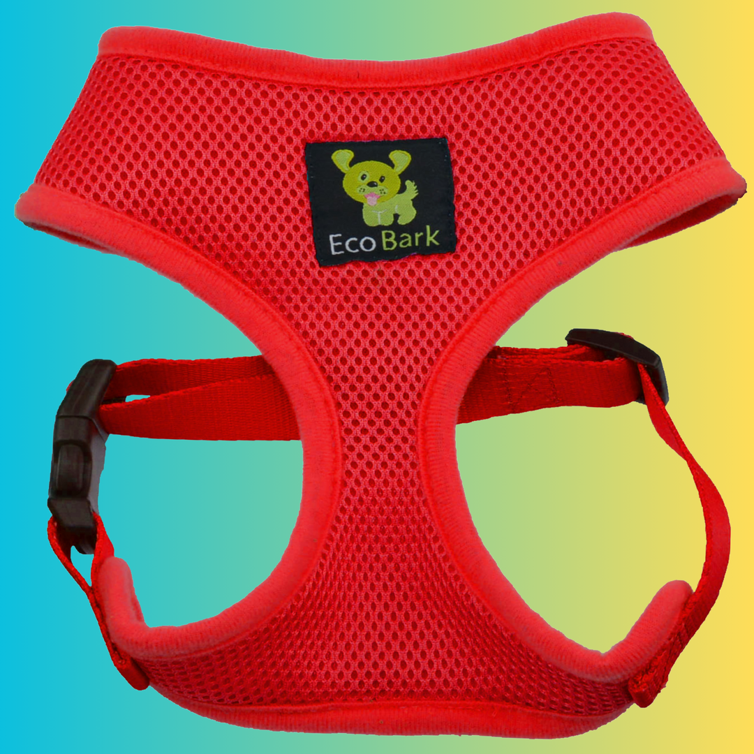EcoBark Chery Red Dog Harness - Over-the-Head Soft Mesh Dog Vest Halter for Small to Medium Dogs and Puppies