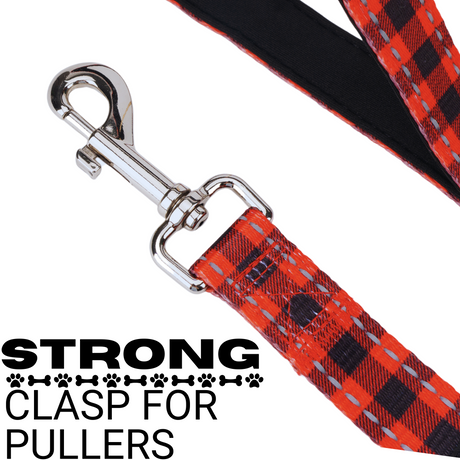 Red Plaid Dog Leash by EcoBark - Buffalo Check Padded Comfort Grip Leash for Dogs - 4ft, 5ft, and 6ft Leash for Small and Medium Dogs EcoBark Pet Supplies