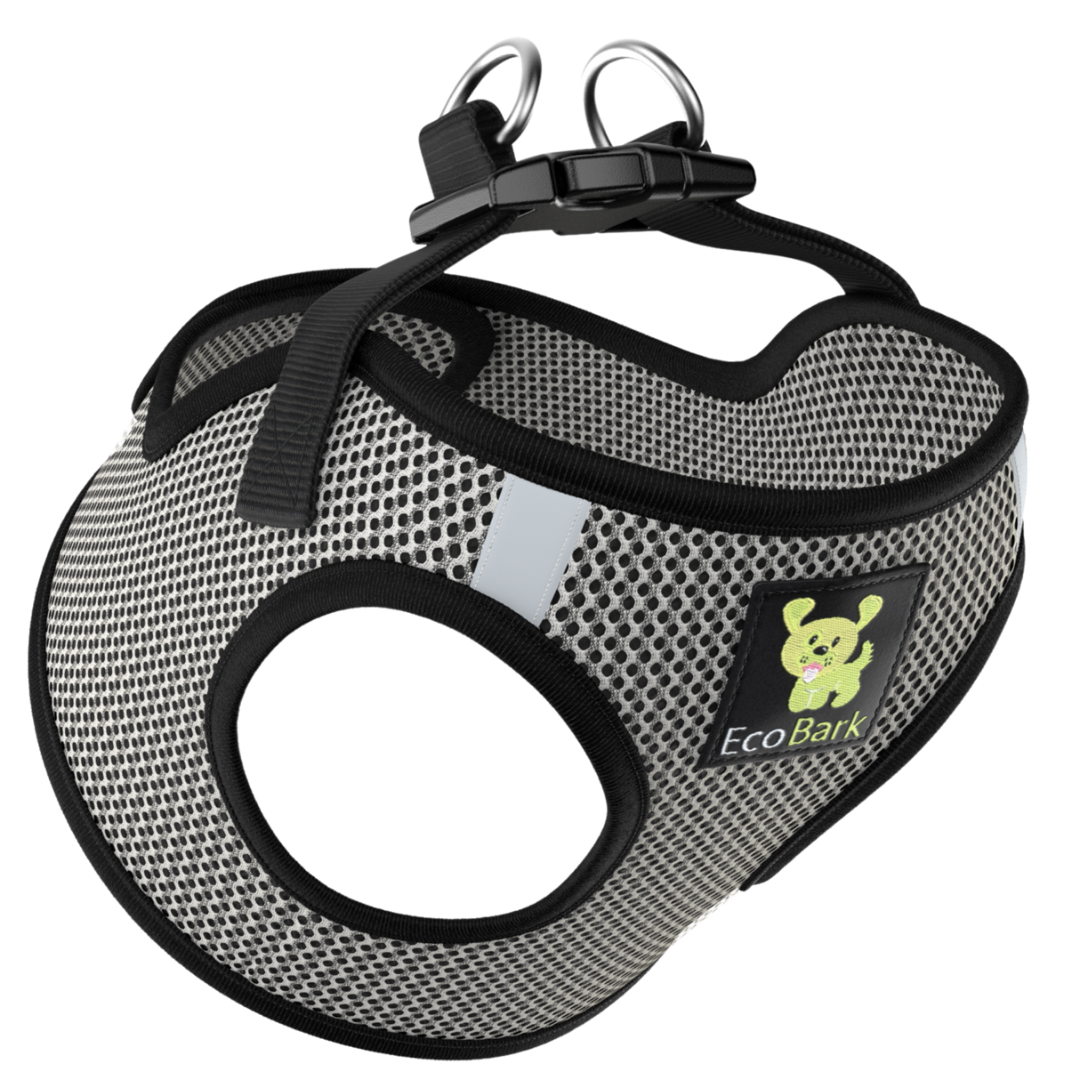 EcoBark Step In Dog Harness - XXXS to Small Breeds- Reflective Soft Mesh Harness for Teacup, Small Dogs and Puppies / Steel Gray