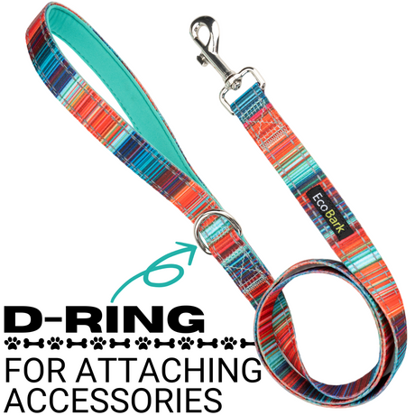 Stripe Dog Leash by EcoBark - Multicolor Padded Comfort Grip Leash - 4ft, 5ft, and 6ft Leash for Small and Medium Dogs EcoBark Pet Supplies