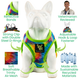 EcoBark Step In Dog Harness - XXXS to Small Breeds- Reflective Soft Mesh Harness for Teacup, Small Dogs and Puppies / Tie-dye