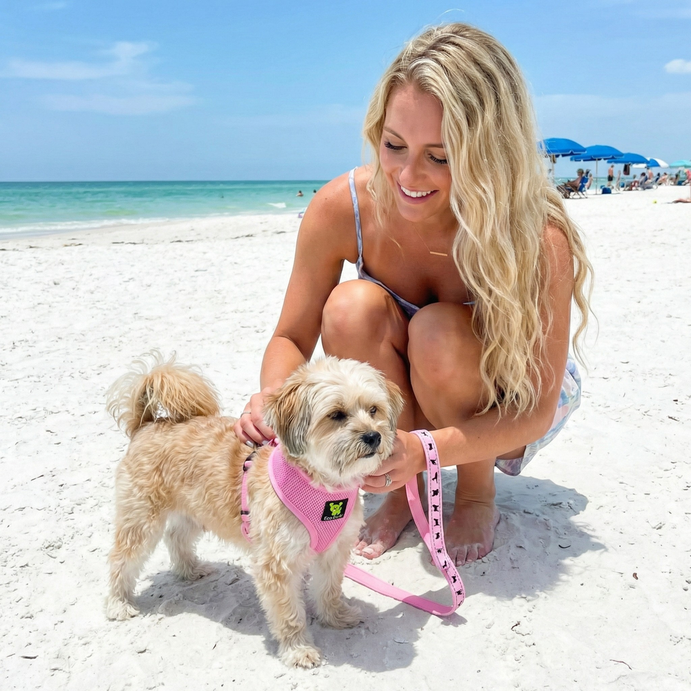 EcoBark Baby Pink Dog Harness- Over-the-Head Soft Mesh Halter Vest for Small to Medium Dogs and Puppies