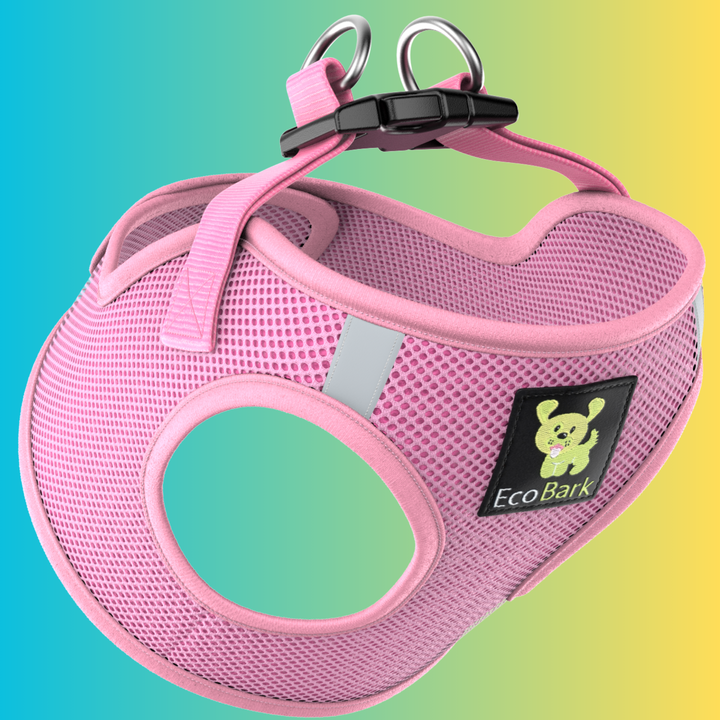 EcoBark Baby Pink Step In Dog Harness - Reflective Soft Mesh Harness for Teacup, Small Dogs and Puppies