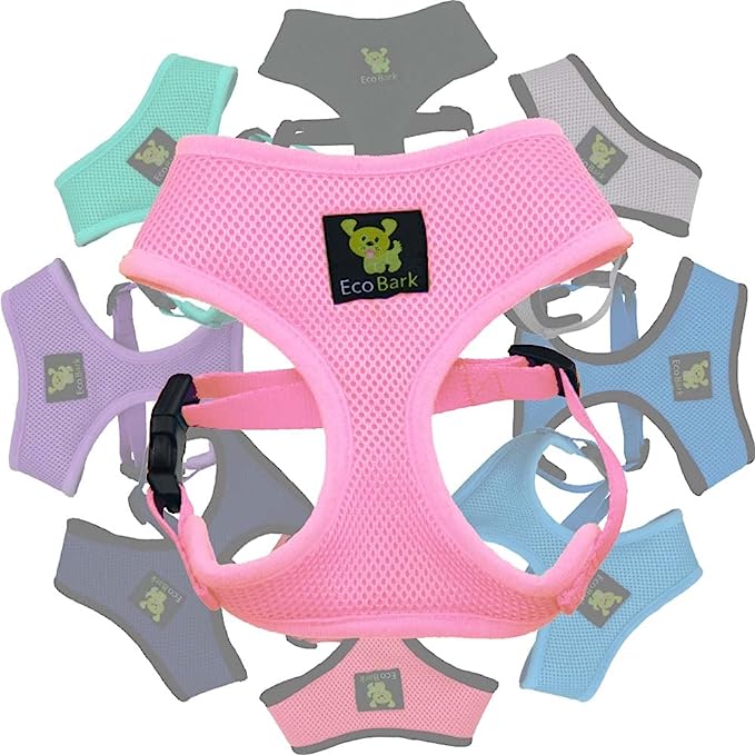EcoBark Baby Pink Dog Harness- Over-the-Head Soft Mesh Halter Vest for Small to Medium Dogs and Puppies
