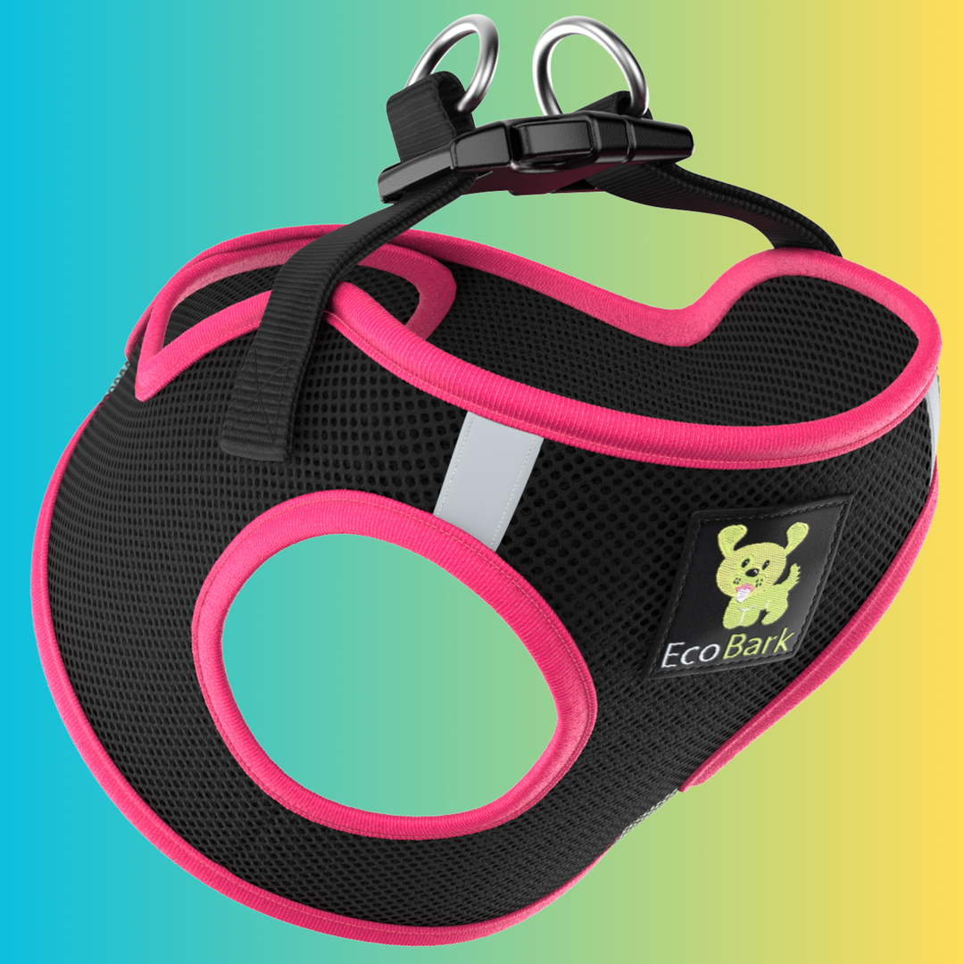 EcoBark Hot Pink Step In Dog Harness - Reflective Soft Mesh Harness for Teacup, Small Dogs and Puppies