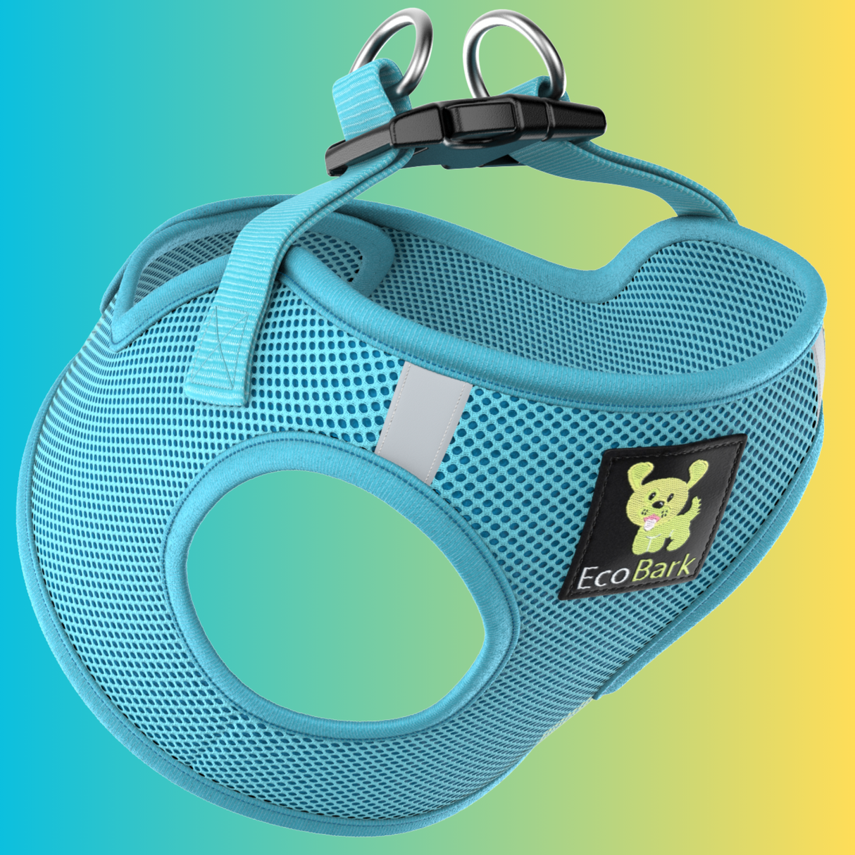 EcoBark Sky Blue Step In Dog Harness - Rapid Fastener Reflective Soft Mesh for XXXS to Small Dogs and Puppies