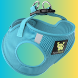 EcoBark Sky Blue Step In Dog Harness - Rapid Fastener Reflective Soft Mesh for XXXS to Small Dogs and Puppies