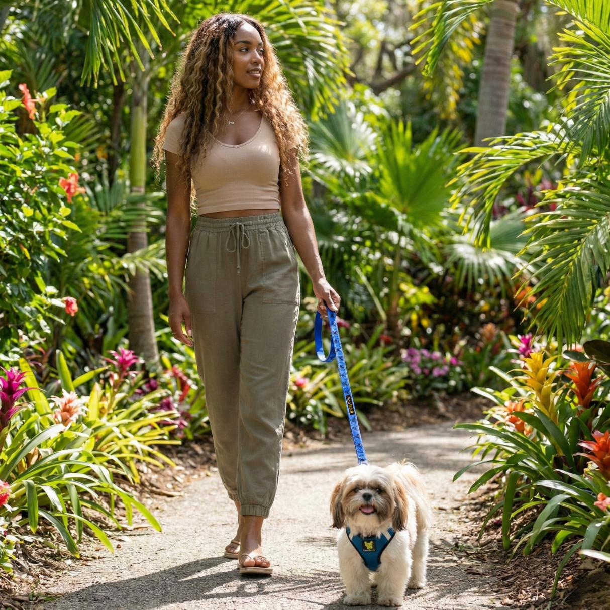 EcoBark Step In Dog Harness - XXXS to Small Breeds- Reflective Soft Mesh Harness for Teacup, Small Dogs and Puppies / Bright Blue Sport