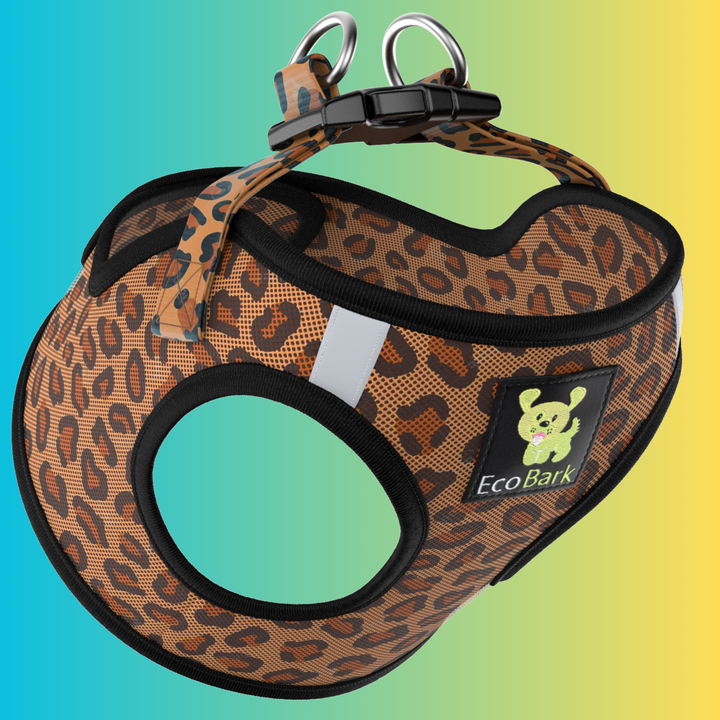 EcoBark Leopard Step In Dog Harness - Reflective Soft Mesh Harness for Teacup, Small Dogs and Puppies