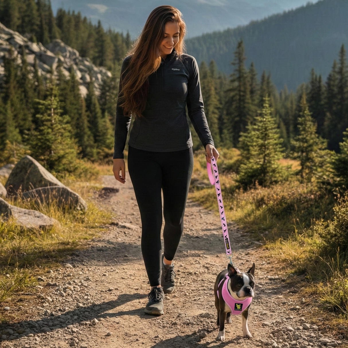 EcoBark Baby Pink Dog Harness- Over-the-Head Soft Mesh Halter Vest for Small to Medium Dogs and Puppies