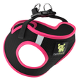 EcoBark black and pink mesh small dog harness on a transparent background.