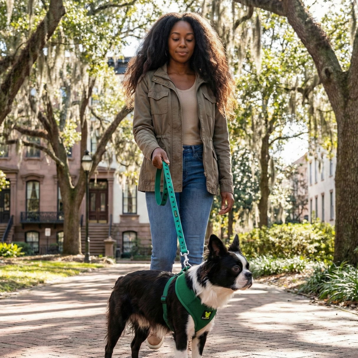 EcoBark Forest Green Dog Harness - Over-the-Head Vest Halter Soft Mesh for Small to Medium Dogs