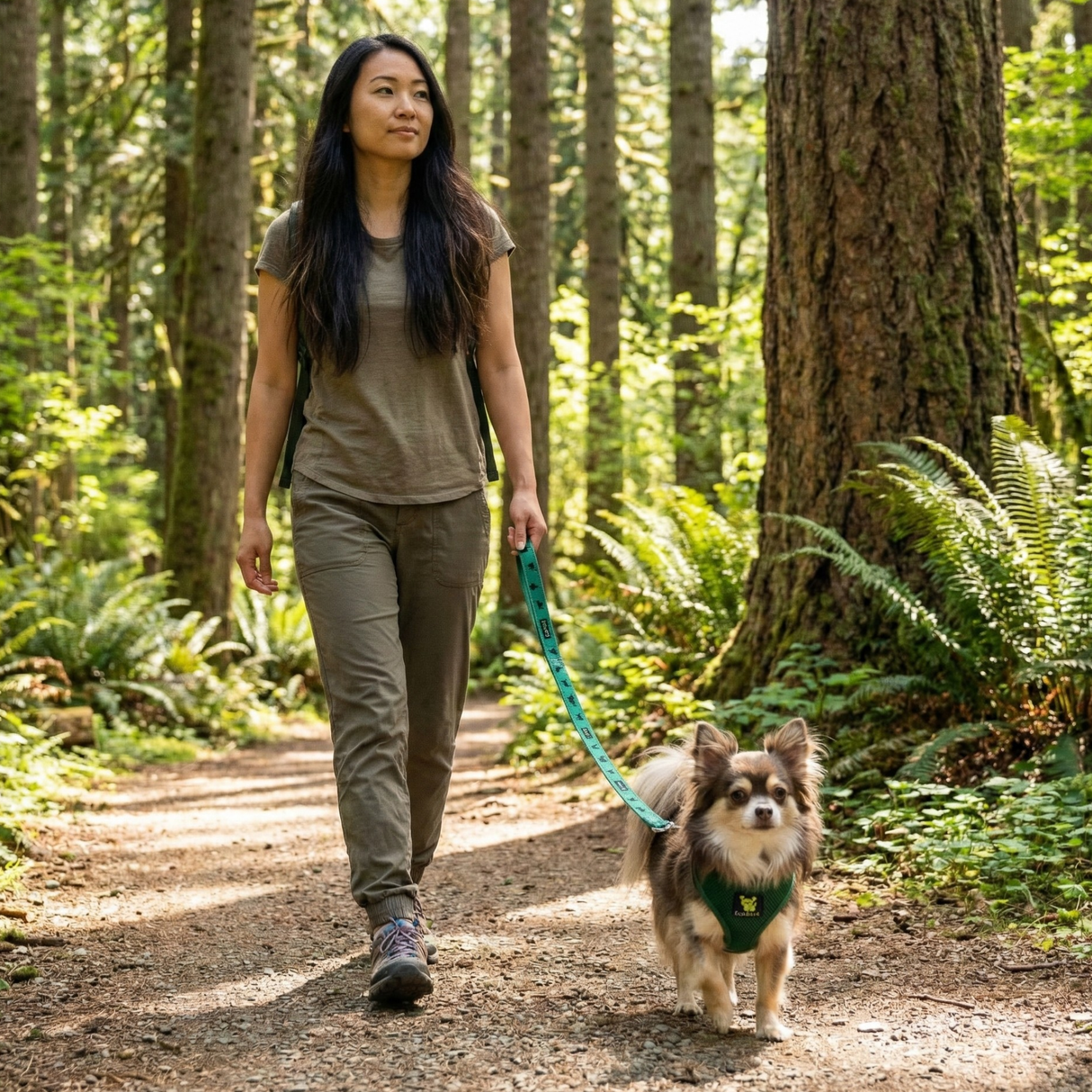 EcoBark Forest Green Dog Harness - Over-the-Head Vest Halter Soft Mesh for Small to Medium Dogs