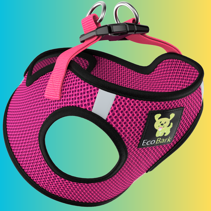 EcoBark Fuchsia Step In Dog Harness - Reflective Soft Mesh Harness for Teacup, Small Dogs and Puppies