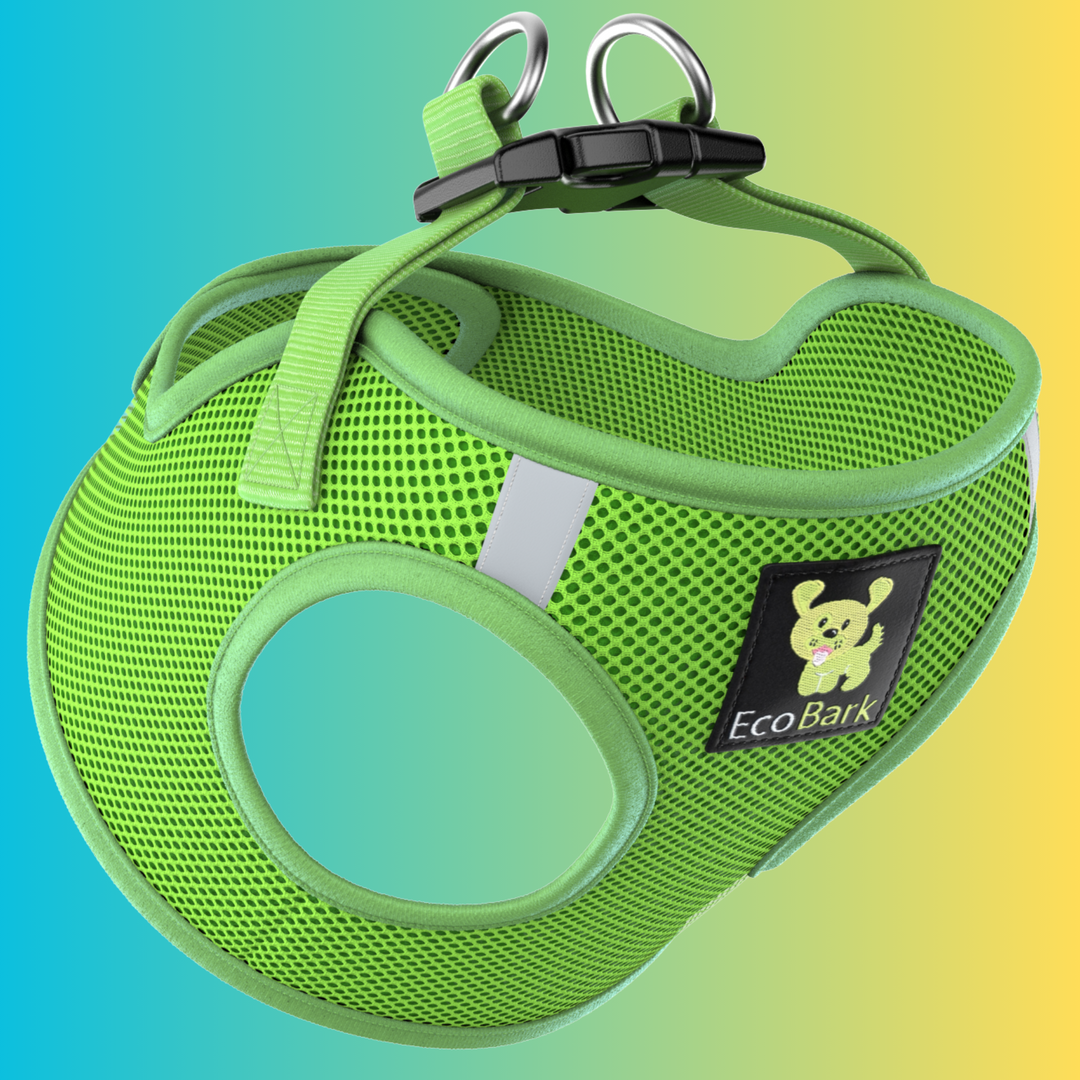 EcoBark Lime Green Step In Dog Harness - Reflective Soft Mesh Harness for Teacup, Small Dogs and Puppies