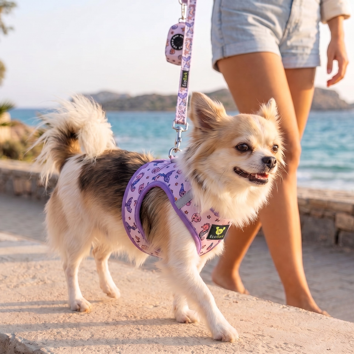 Mermaid Dog Harness - Teacup & Small Breeds- Step-In Reflective Soft Harness for Teacup, Small Dogs and Puppies / Mermaid Tail