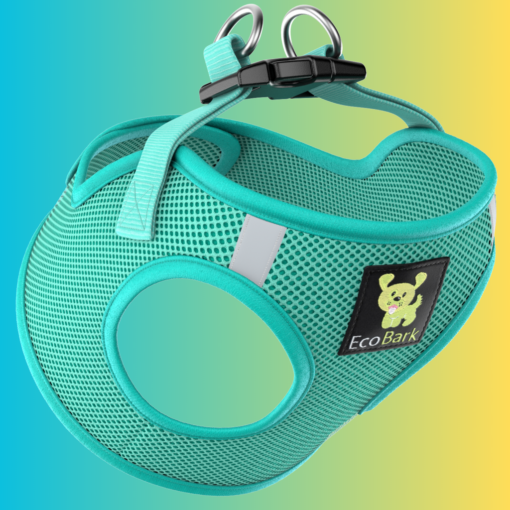 EcoBark Mint Turquoise Step In Dog Harness Rapid Fastener Reflective Soft Mesh Vest Halter for Puppies and Small Dogs