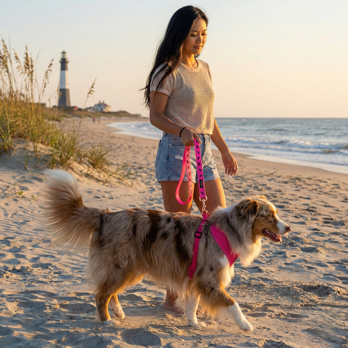 EcoBark Pink Dog Harness - Over-the-Head Soft Mesh Dog Vest Halter for Small to Medium Dogs and Puppies