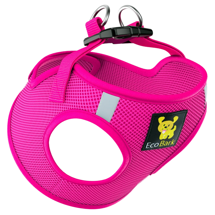 EcoBark Pink Teacup Dog Harness - Step In Soft Mesh Reflective Dog Vest Halter for XXXS to Small Dogs and Puppies