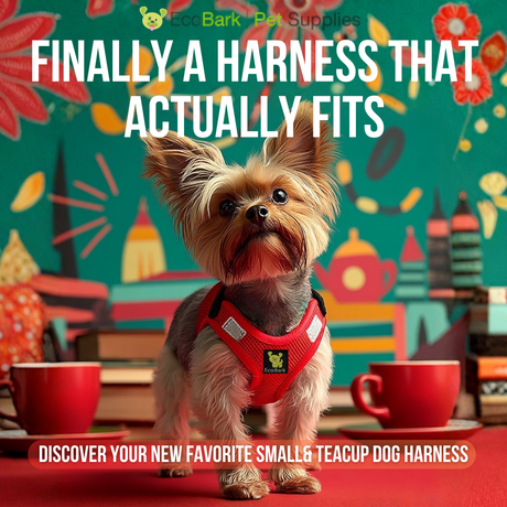 EcoBark Cherry Red Step In Dog Harness - Reflective Soft Mesh Harness for Teacup, Small Dogs and Puppies