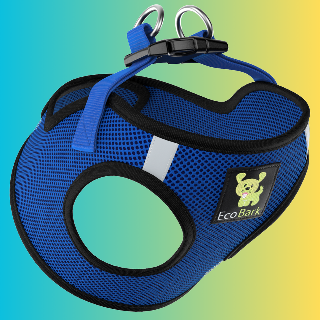 EcoBark Royal Blue Step In Dog Harness - Rapid Fastener Reflective Soft Mesh Vest Halter for XXXS to Small Dogs and Puppies