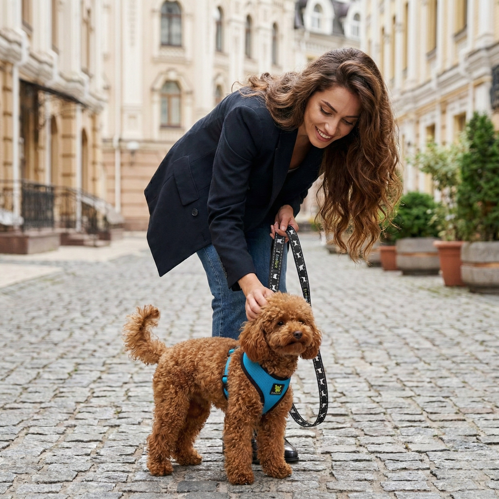 EcoBark Teal Dog Harness - Over-the-Head Soft Mesh Dog Vest Halter for Small to Medium Dogs and Puppies