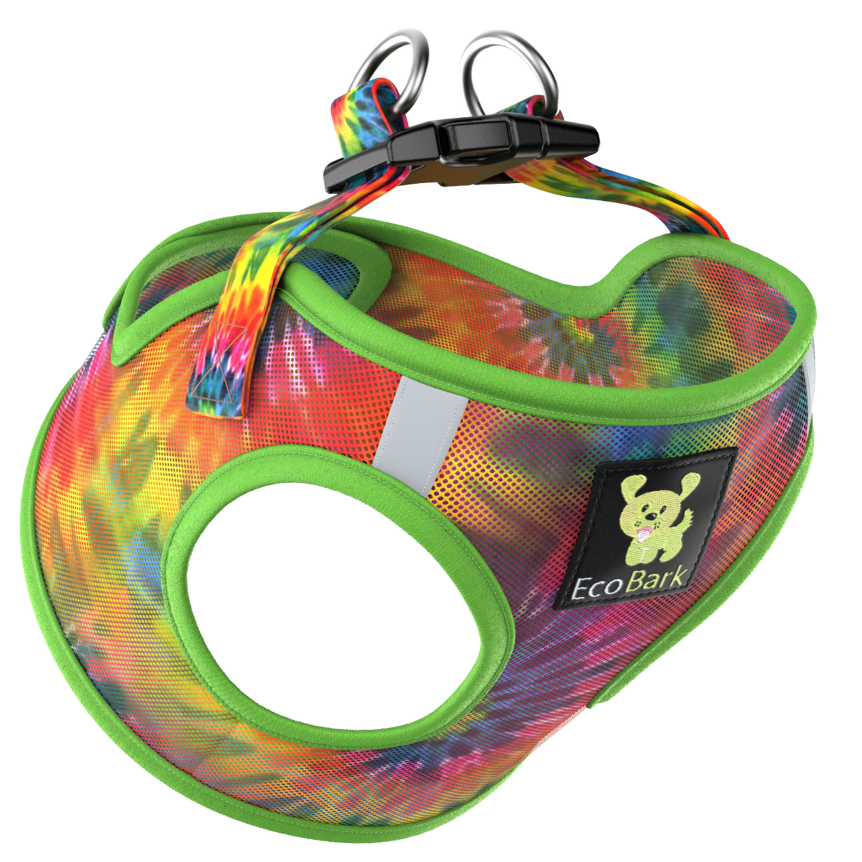 EcoBark Step In Dog Harness - XXXS to Small Breeds- Reflective Soft Mesh Harness for Teacup, Small Dogs and Puppies / Tie-dye