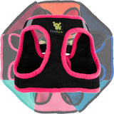 EcoBark Pet Supplies black and pink dog harness main photo for reflective step-in soft mesh dog harness