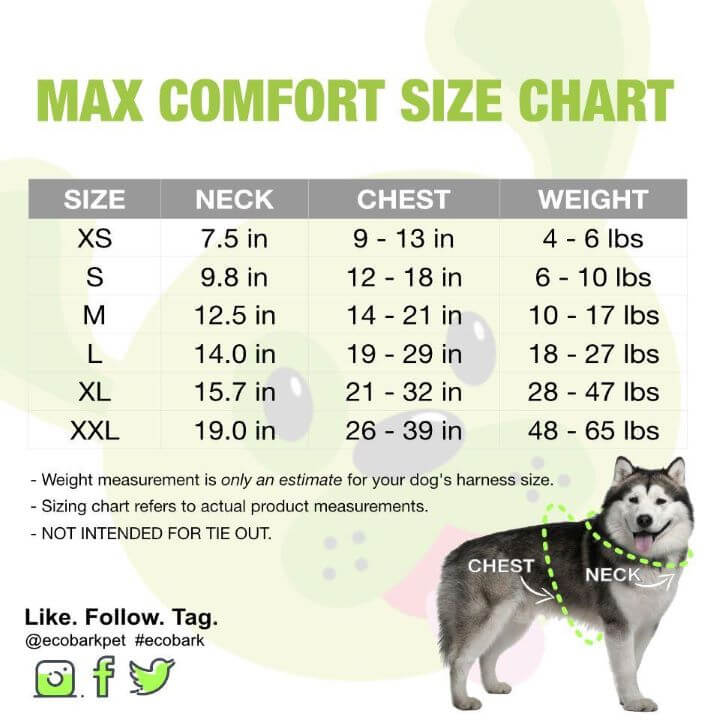 Dog harness shop size by weight