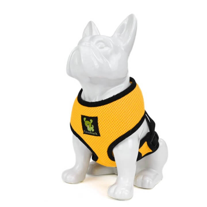 EcoBark Yellow Dog Harness Over the Head Soft Mesh Dog Vest Halter for Small to Medium Dogs and Puppies